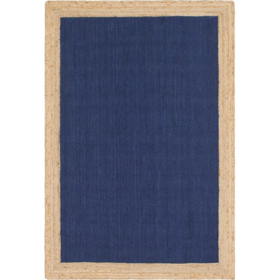 Rug Unique Loom Braided Jute Navy Blue Rectangular 6' 0 x 9' 0