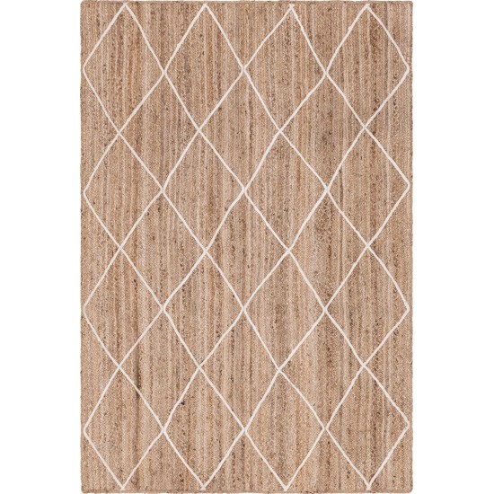 Rug Unique Loom Braided Jute Trellis Natural/Ivory Rectangular 6' 0 x 9' 0