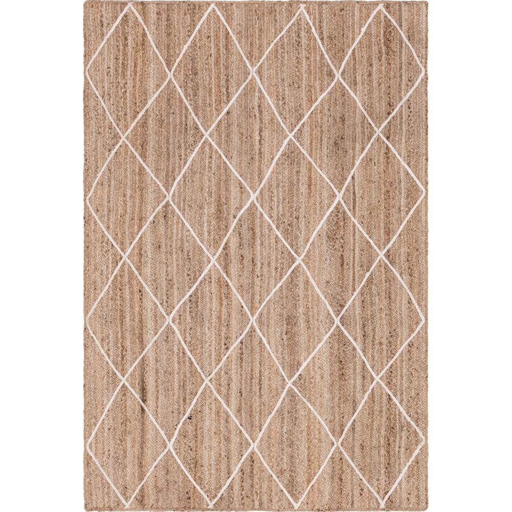 Rug Unique Loom Braided Jute Trellis Natural/Ivory Rectangular 6' 0 x 9' 0 Rug Unique Loom Braided Jute Trellis Natural/Ivory Rectangular 6' 0 x 9' 0