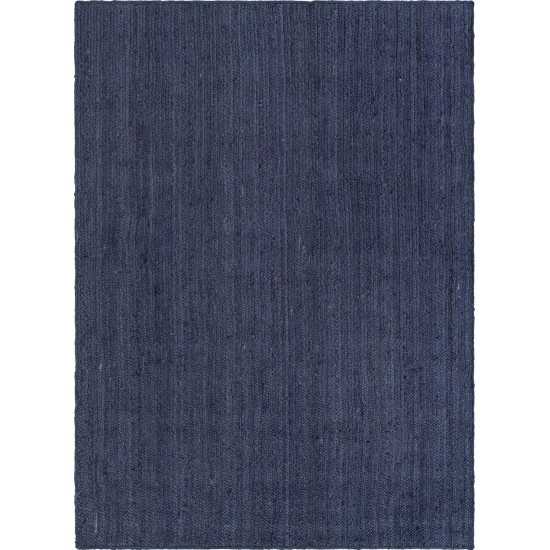 Rug Unique Loom Braided Jute Navy Blue Rectangular 7' 0 x 10' 0