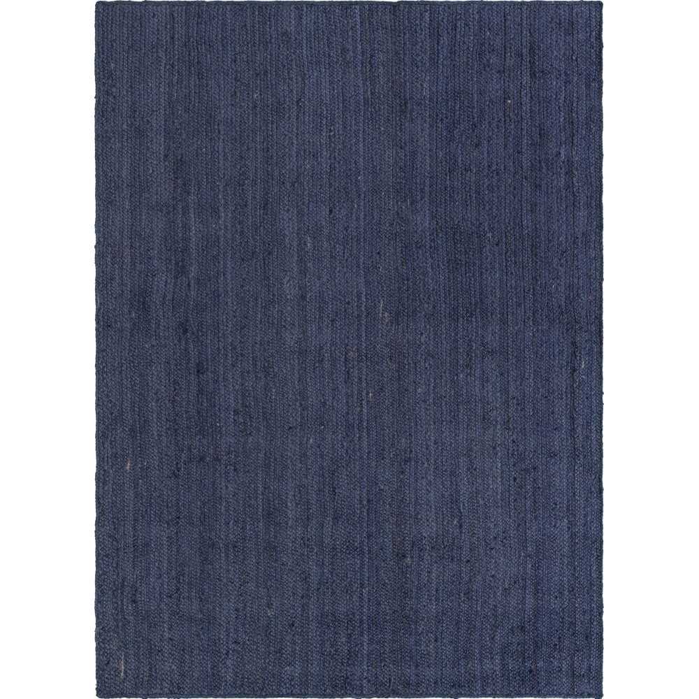 Rug Unique Loom Braided Jute Navy Blue Rectangular 7' 0 x 10' 0