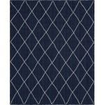 Rug Unique Loom Braided Jute Trellis Navy Blue Rectangular 8' 0 x 10' 0