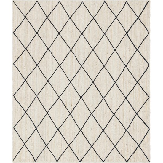 Rug Unique Loom Braided Jute Trellis Ivory Rectangular 8' 0 x 10' 0