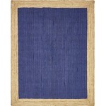 Rug Unique Loom Braided Jute Navy Blue Rectangular 8' 0 x 10' 0