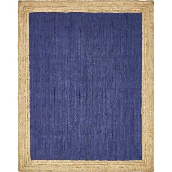 Rug Unique Loom Braided Jute Navy Blue Rectangular 8' 0 x 10' 0