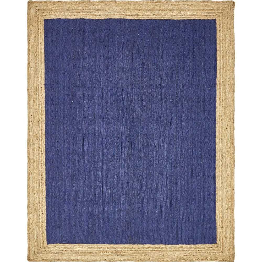 Rug Unique Loom Braided Jute Navy Blue Rectangular 8' 0 x 10' 0