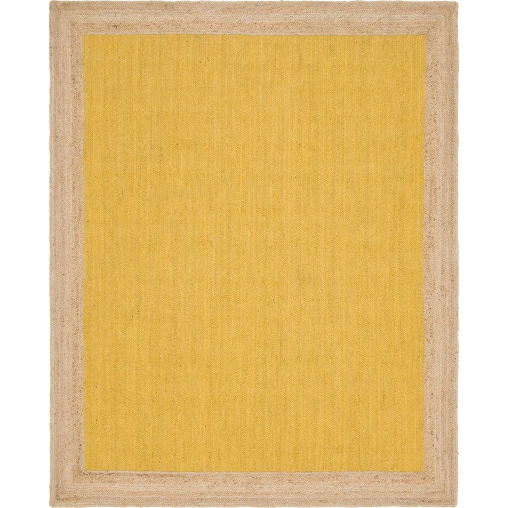 Rug Unique Loom Braided Jute Yellow Rectangular 8' 0 x 10' 0