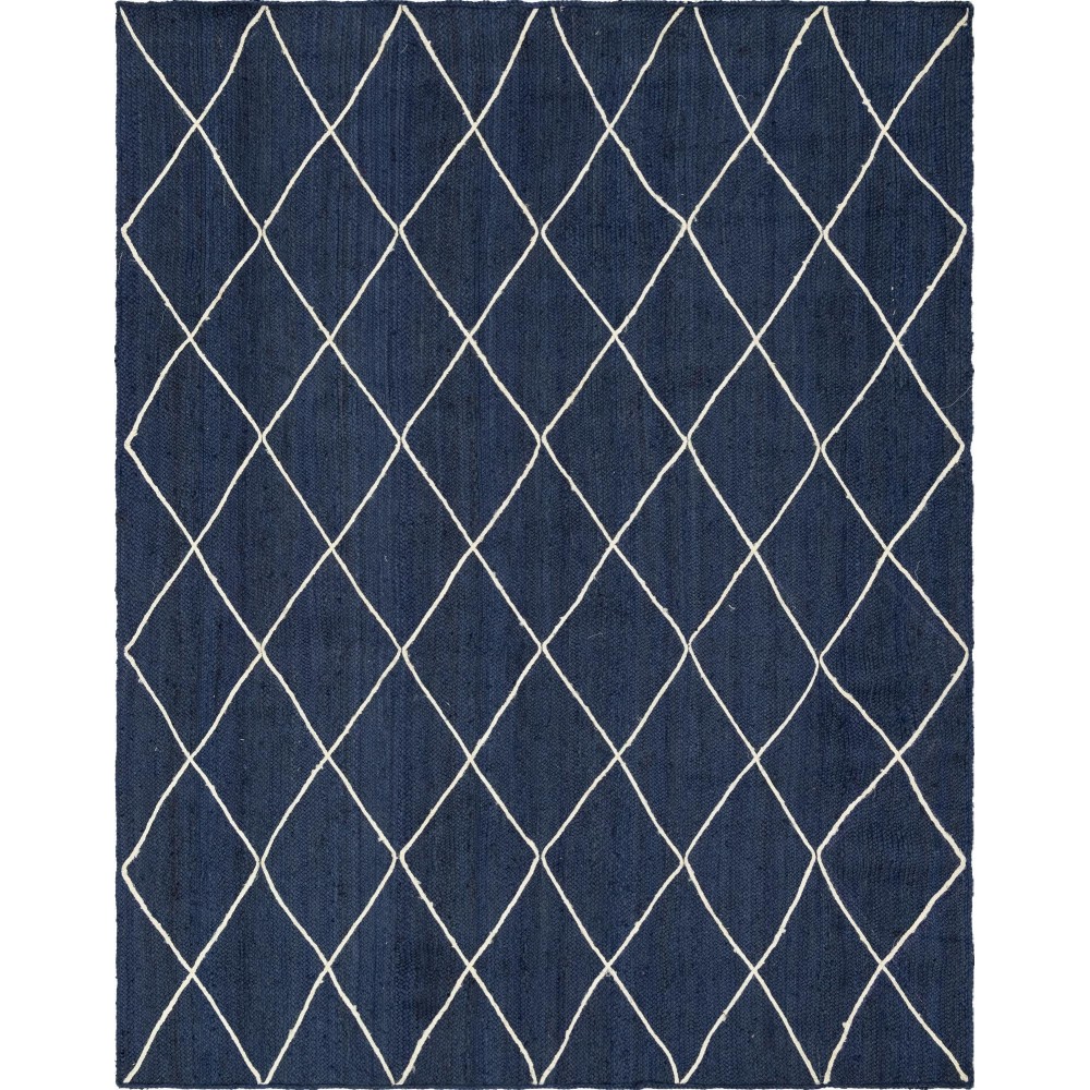 Rug Unique Loom Braided Jute Trellis Navy Blue Rectangular 9' 0 x 12' 0 Rug Unique Loom Braided Jute Trellis Navy Blue Rectangular 9' 0 x 12' 0
