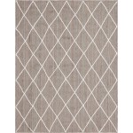 Rug Unique Loom Braided Jute Trellis Gray Rectangular 9' 0 x 12' 0