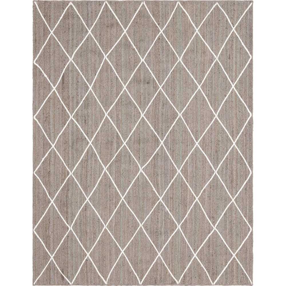 Rug Unique Loom Braided Jute Trellis Gray Rectangular 9' 0 x 12' 0 Rug Unique Loom Braided Jute Trellis Gray Rectangular 9' 0 x 12' 0