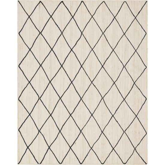 Rug Unique Loom Braided Jute Trellis Ivory Rectangular 9' 0 x 12' 0