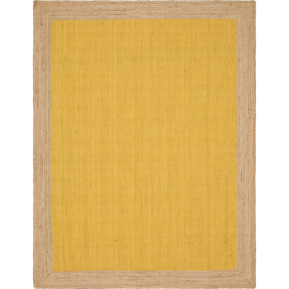 Rug Unique Loom Braided Jute Yellow Rectangular 9' 0 x 12' 0