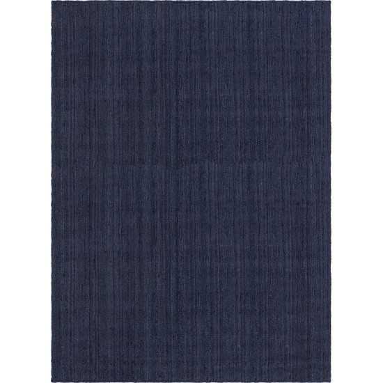 Rug Unique Loom Braided Jute Navy Blue Rectangular 10' 0 x 14' 0