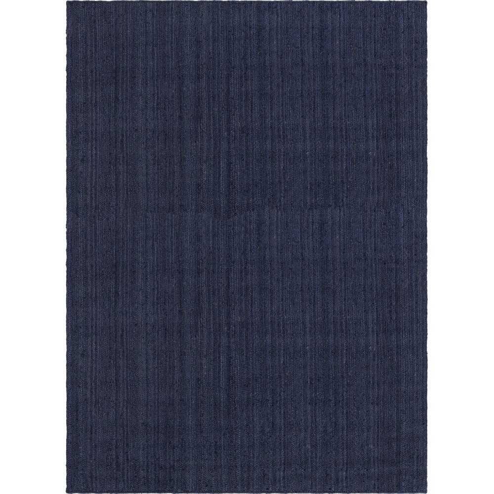 Rug Unique Loom Braided Jute Navy Blue Rectangular 10' 0 x 14' 0