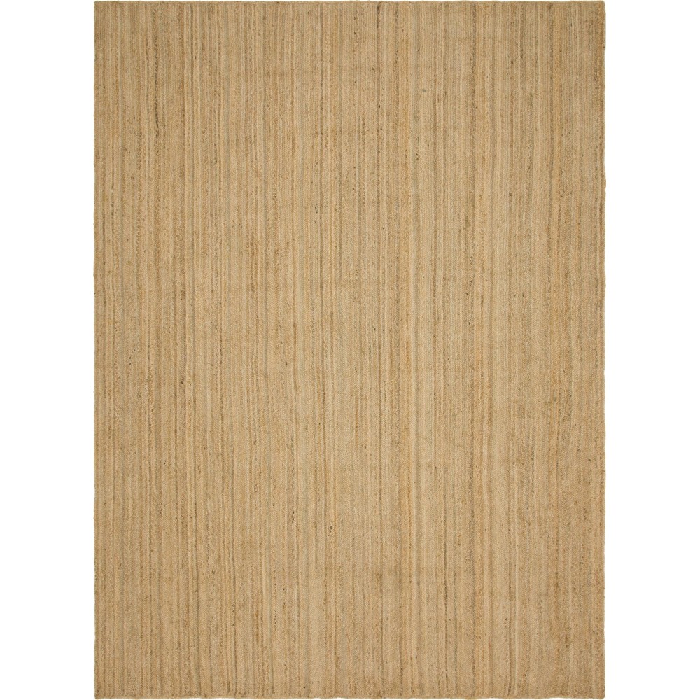 Rug Unique Loom Braided Jute Natural Rectangular 10' 0 x 14' 0