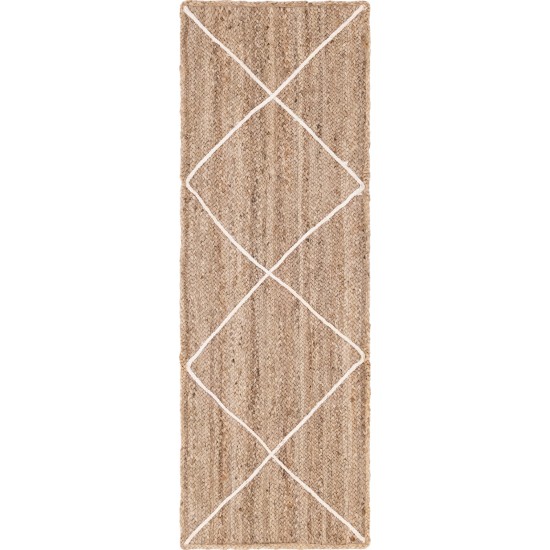 Rug Unique Loom Braided Jute Trellis Natural/Ivory Runner 2' 2 x 6' 0