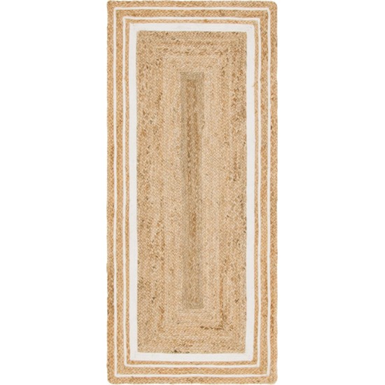 Rug Unique Loom Braided Jute Natural/Ivory Runner 2' 6 x 6' 0