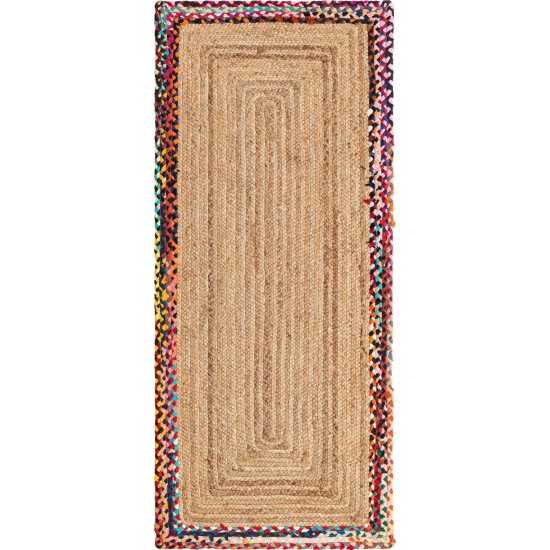 Rug Unique Loom Braided Jute Natural Runner 2' 6 x 6' 0