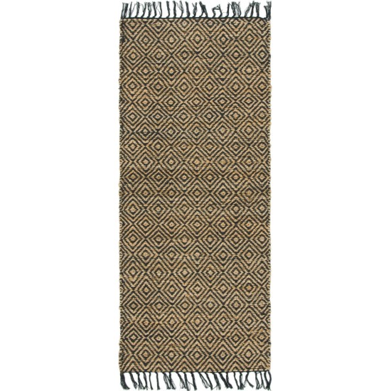 Rug Unique Loom Braided Jute Natural/Black Runner 2' 6 x 6' 0