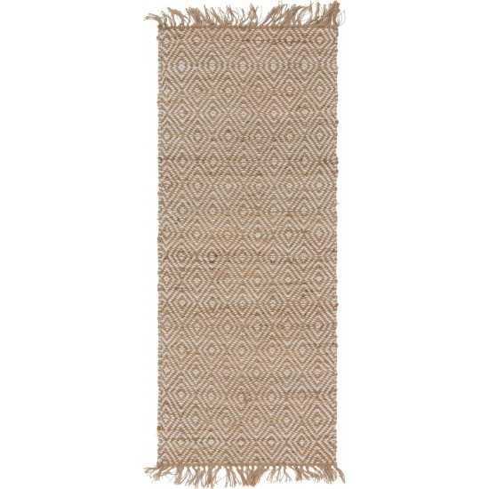 Rug Unique Loom Braided Jute Natural/Ivory Runner 2' 6 x 6' 0