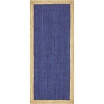 Rug Unique Loom Braided Jute Navy Blue Runner 2' 6 x 6' 0