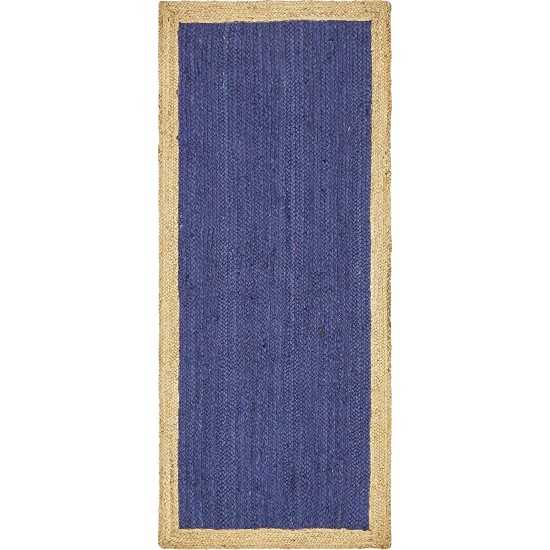 Rug Unique Loom Braided Jute Navy Blue Runner 2' 6 x 6' 0