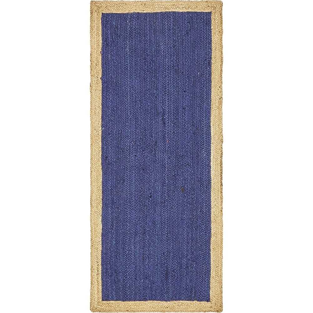 Rug Unique Loom Braided Jute Navy Blue Runner 2' 6 x 6' 0