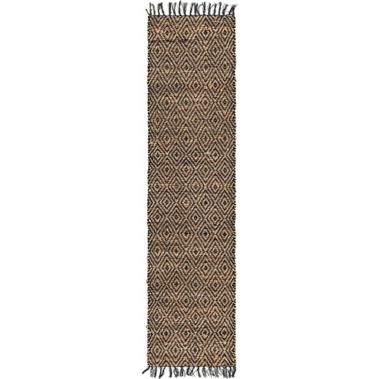 Rug Unique Loom Braided Jute Natural/Black Runner 2' 2 x 8' 0