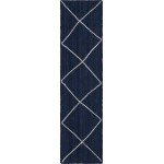 Rug Unique Loom Braided Jute Trellis Navy Blue Runner 2' 2 x 8' 2