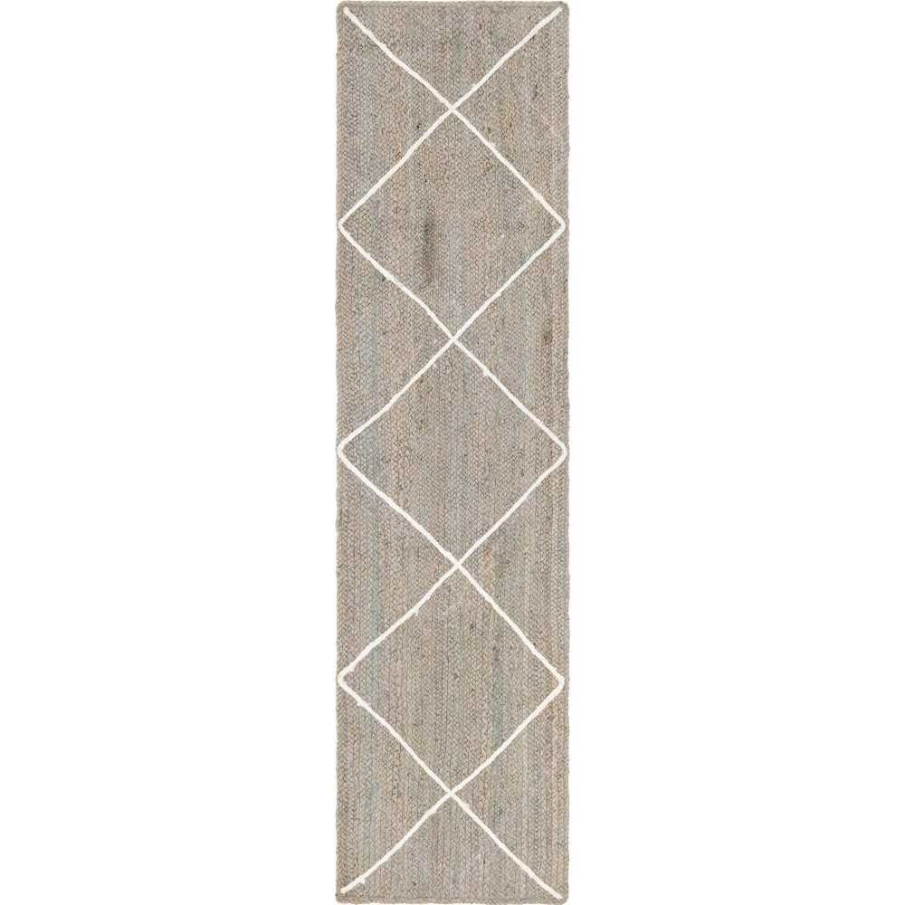 Rug Unique Loom Braided Jute Trellis Gray Runner 2' 2 x 8' 2 Rug Unique Loom Braided Jute Trellis Gray Runner 2' 2 x 8' 2