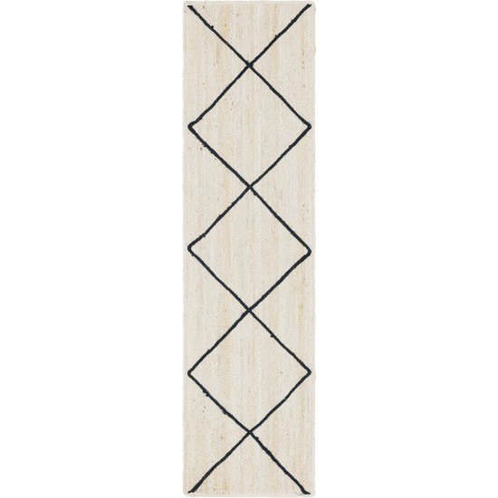 Rug Unique Loom Braided Jute Trellis Ivory Runner 2' 2 x 8' 2