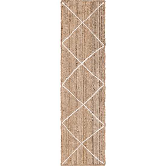 Rug Unique Loom Braided Jute Trellis Natural/Ivory Runner 2' 2 x 8' 2