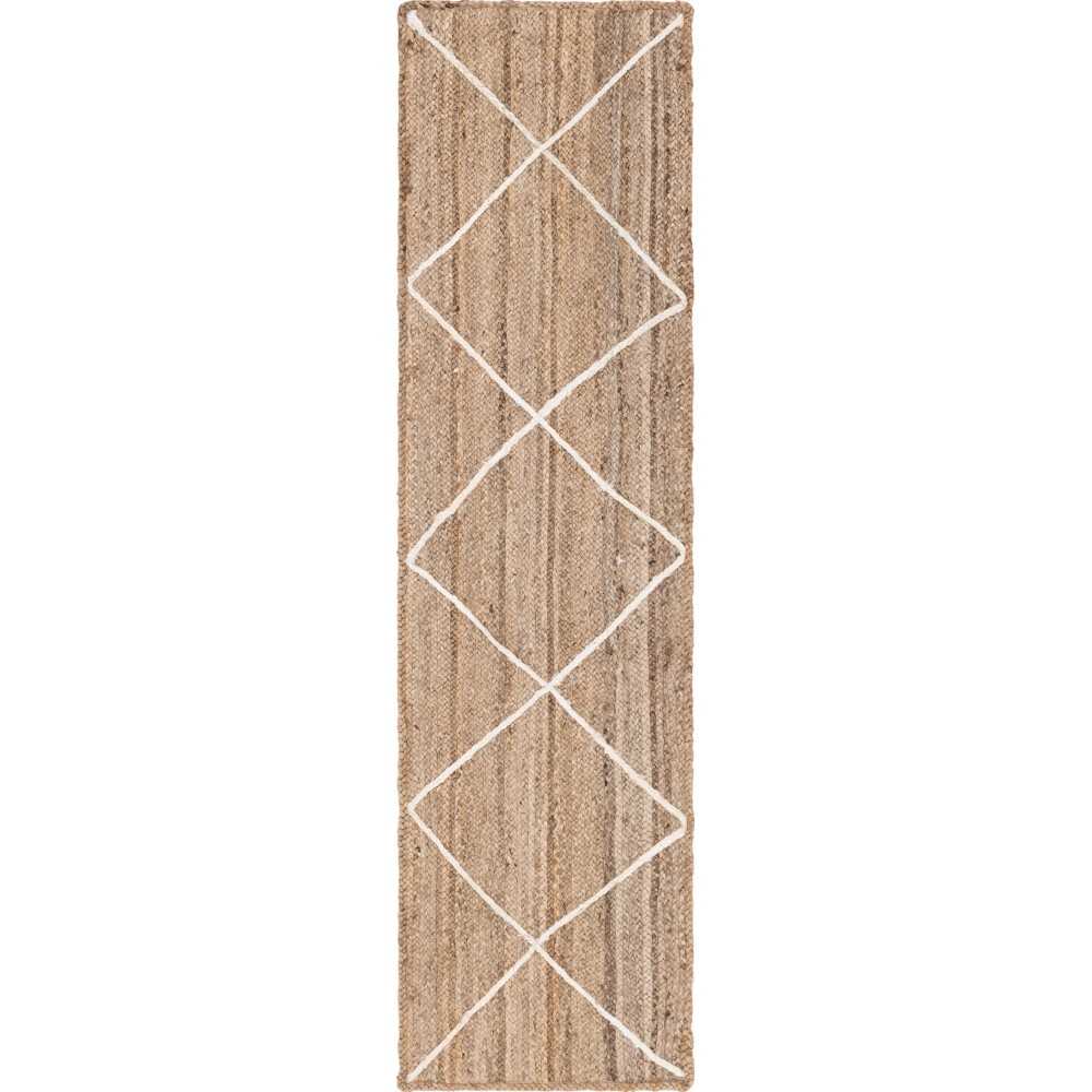 Rug Unique Loom Braided Jute Trellis Natural/Ivory Runner 2' 2 x 8' 2