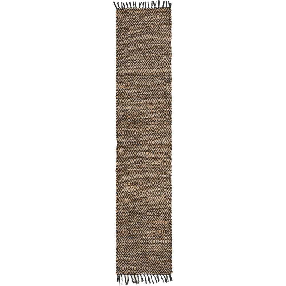 Rug Unique Loom Braided Jute Natural/Black Runner 2' 2 x 10' 0 Rug Unique Loom Braided Jute Natural/Black Runner 2' 2 x 10' 0