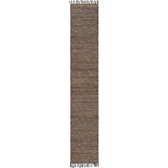 Rug Unique Loom Braided Jute Natural/Black Runner 2' 2 x 12' 0