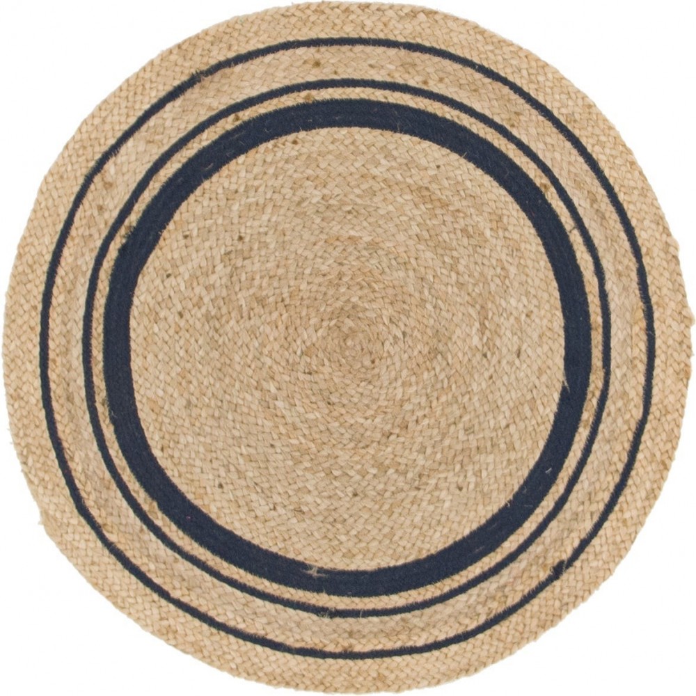 Rug Unique Loom Braided Jute Natural/Navy Blue Round 3' 3 x 3' 3 Rug Unique Loom Braided Jute Natural/Navy Blue Round 3' 3 x 3' 3