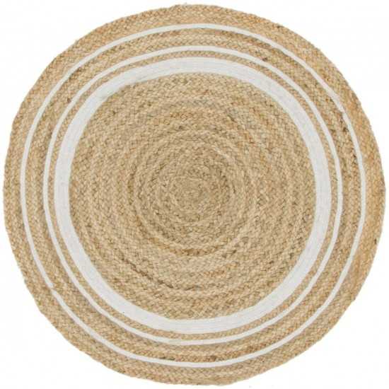 Rug Unique Loom Braided Jute Natural/Ivory Round 3' 3 x 3' 3