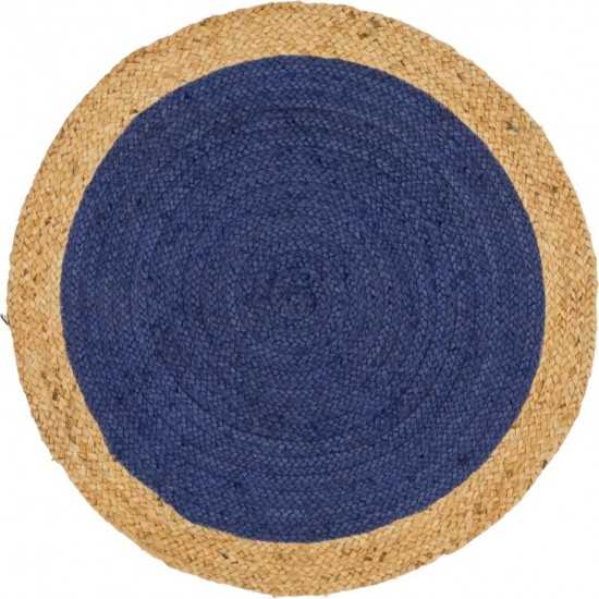 Rug Unique Loom Braided Jute Navy Blue Round 3' 3 x 3' 3