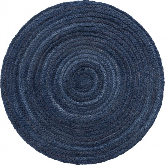 Rug Unique Loom Braided Jute Navy Blue Round 3' 3 x 3' 3