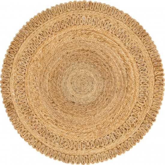 Rug Unique Loom Braided Jute Natural Round 4' 0 x 4' 0