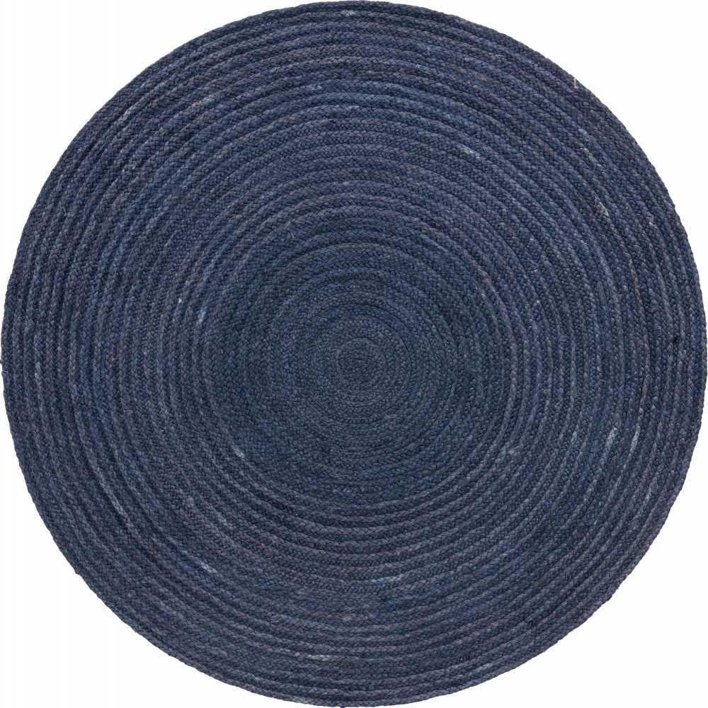 Rug Unique Loom Braided Jute Navy Blue Round 5' 0 x 5' 0