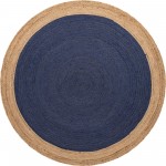 Rug Unique Loom Braided Jute Navy Blue Round 8' 0 x 8' 0