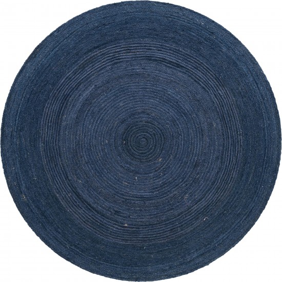 Rug Unique Loom Braided Jute Navy Blue Round 8' 0 x 8' 0