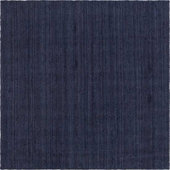 Rug Unique Loom Braided Jute Navy Blue Square 8' 0 x 8' 0