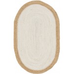 Rug Unique Loom Braided Jute Ivory Oval 3' 3 x 5' 0