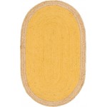 Rug Unique Loom Braided Jute Yellow Oval 3' 3 x 5' 0