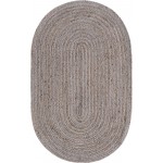 Rug Unique Loom Braided Jute Gray Oval 3' 3 x 5' 0