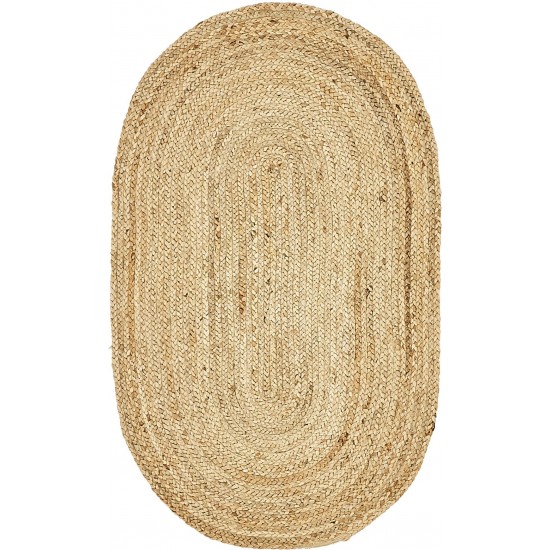 Rug Unique Loom Braided Jute Natural Oval 3' 3 x 5' 0