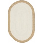 Rug Unique Loom Braided Jute Ivory Oval 5' 0 x 8' 0