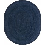 Rug Unique Loom Braided Jute Navy Blue Oval 7' 10 x 10' 0